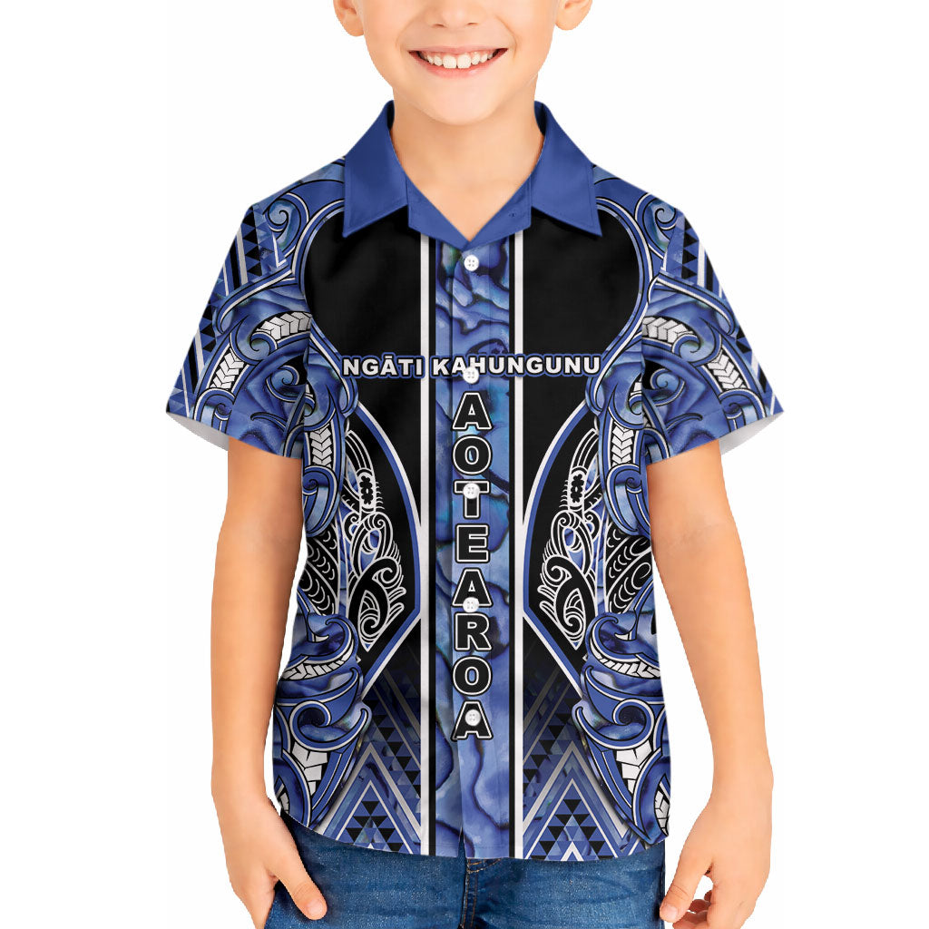 Aotearoa Ngati Kahungunu Hawaiian Shirt Maori Tribal Blue Paua Shell Pattern