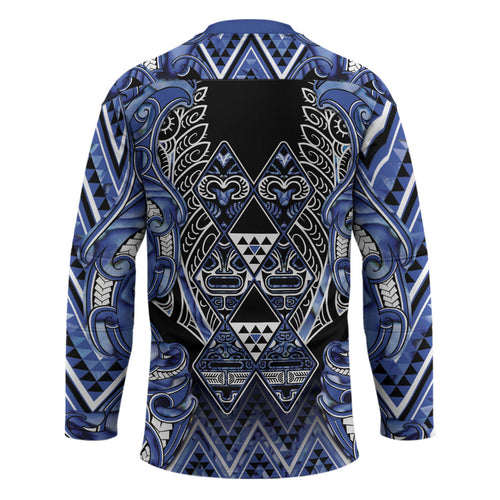 Aotearoa Ngati Kahungunu Hockey Jersey Maori Tribal Blue Paua Shell Pattern