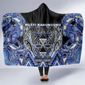 Aotearoa Ngati Kahungunu Hooded Blanket Maori Tribal Blue Paua Shell Pattern