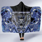 Aotearoa Ngati Kahungunu Hooded Blanket Maori Tribal Blue Paua Shell Pattern