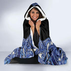 Aotearoa Ngati Kahungunu Hooded Blanket Maori Tribal Blue Paua Shell Pattern