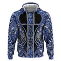 Aotearoa Ngati Kahungunu Hoodie Maori Tribal Blue Paua Shell Pattern