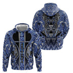 Aotearoa Ngati Kahungunu Hoodie Maori Tribal Blue Paua Shell Pattern