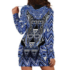 Aotearoa Ngati Kahungunu Hoodie Dress Maori Tribal Blue Paua Shell Pattern