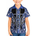 Aotearoa Ngati Kahungunu Kid Hawaiian Shirt Maori Tribal Blue Paua Shell Pattern