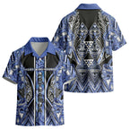 Aotearoa Ngati Kahungunu Kid Hawaiian Shirt Maori Tribal Blue Paua Shell Pattern