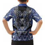 Aotearoa Ngati Kahungunu Kid Hawaiian Shirt Maori Tribal Blue Paua Shell Pattern