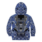 Aotearoa Ngati Kahungunu Kid Hoodie Maori Tribal Blue Paua Shell Pattern