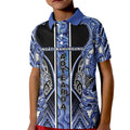 Aotearoa Ngati Kahungunu Kid Polo Shirt Maori Tribal Blue Paua Shell Pattern