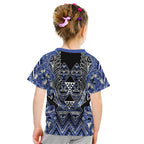 Aotearoa Ngati Kahungunu Kid T Shirt Maori Tribal Blue Paua Shell Pattern