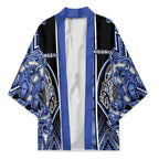 Aotearoa Ngati Kahungunu Kimono Maori Tribal Blue Paua Shell Pattern