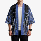 Aotearoa Ngati Kahungunu Kimono Maori Tribal Blue Paua Shell Pattern