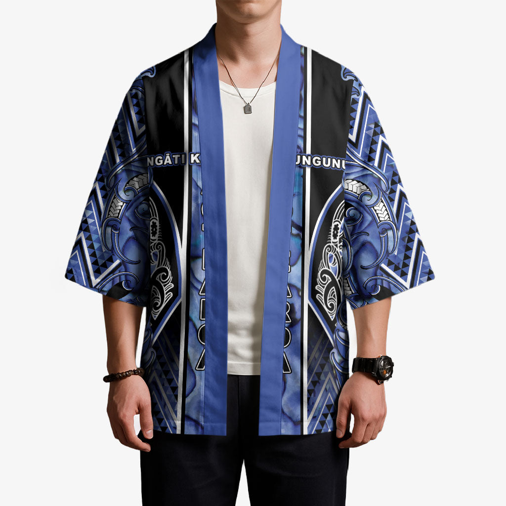 Aotearoa Ngati Kahungunu Kimono Maori Tribal Blue Paua Shell Pattern