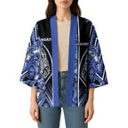 Aotearoa Ngati Kahungunu Kimono Maori Tribal Blue Paua Shell Pattern