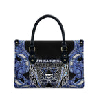 Aotearoa Ngati Kahungunu Leather Bag Maori Tribal Blue Paua Shell Pattern