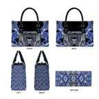 Aotearoa Ngati Kahungunu Leather Bag Maori Tribal Blue Paua Shell Pattern
