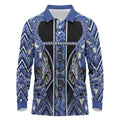 Aotearoa Ngati Kahungunu Long Sleeve Polo Shirt Maori Tribal Blue Paua Shell Pattern