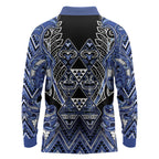 Aotearoa Ngati Kahungunu Long Sleeve Polo Shirt Maori Tribal Blue Paua Shell Pattern