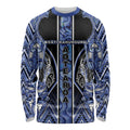 Aotearoa Ngati Kahungunu Long Sleeve Shirt Maori Tribal Blue Paua Shell Pattern