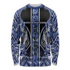 Aotearoa Ngati Kahungunu Long Sleeve Shirt Maori Tribal Blue Paua Shell Pattern