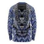Aotearoa Ngati Kahungunu Long Sleeve Shirt Maori Tribal Blue Paua Shell Pattern