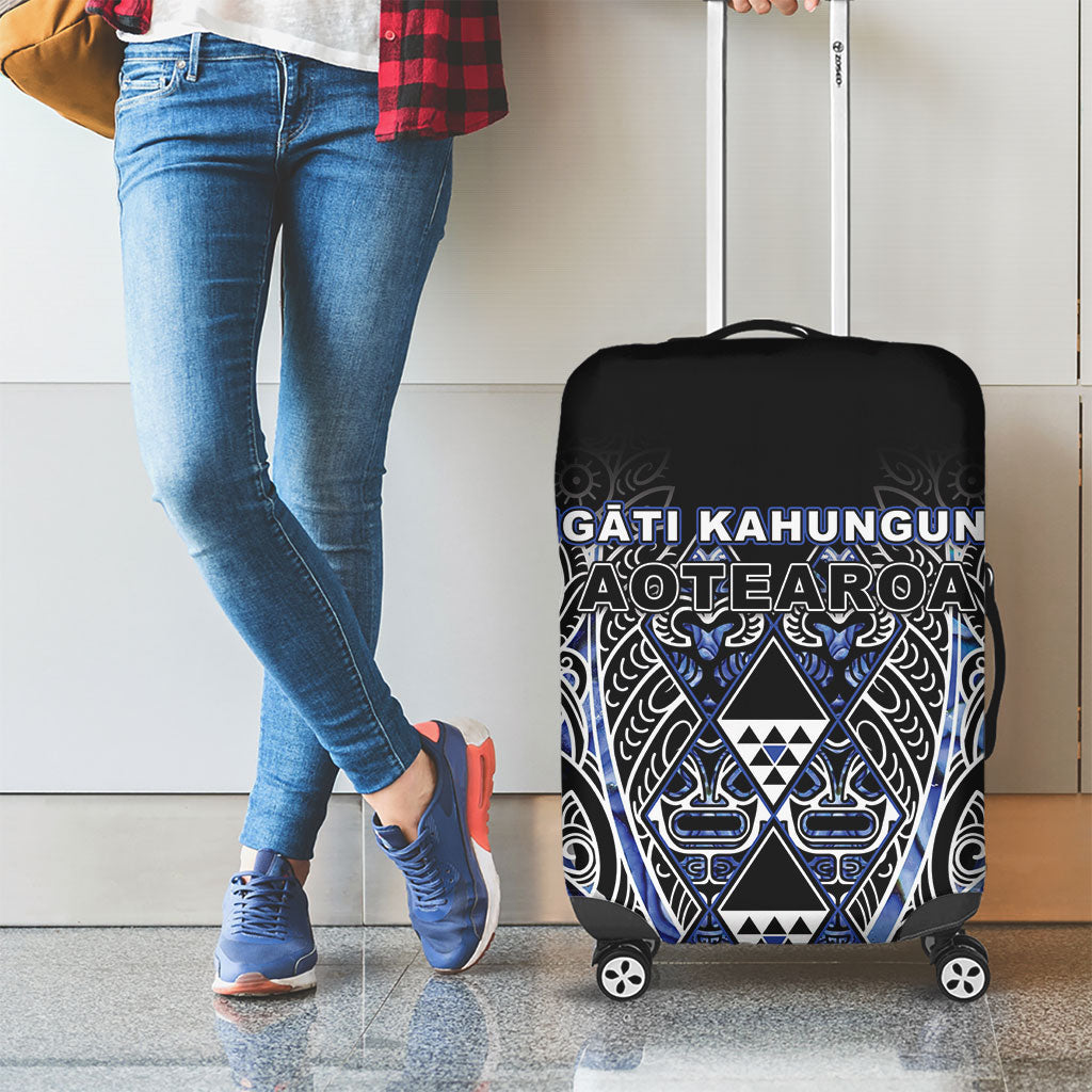 Aotearoa Ngati Kahungunu Luggage Cover Maori Tribal Blue Paua Shell Pattern
