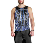 Aotearoa Ngati Kahungunu Men Tank Top Maori Tribal Blue Paua Shell Pattern