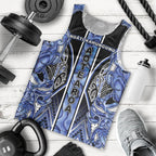 Aotearoa Ngati Kahungunu Men Tank Top Maori Tribal Blue Paua Shell Pattern