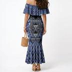 Aotearoa Ngati Kahungunu Mermaid Dress Maori Tribal Blue Paua Shell Pattern