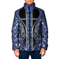 Aotearoa Ngati Kahungunu Padded Jacket Maori Tribal Blue Paua Shell Pattern