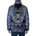 Aotearoa Ngati Kahungunu Padded Jacket Maori Tribal Blue Paua Shell Pattern