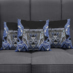 Aotearoa Ngati Kahungunu Pillow Cover Maori Tribal Blue Paua Shell Pattern