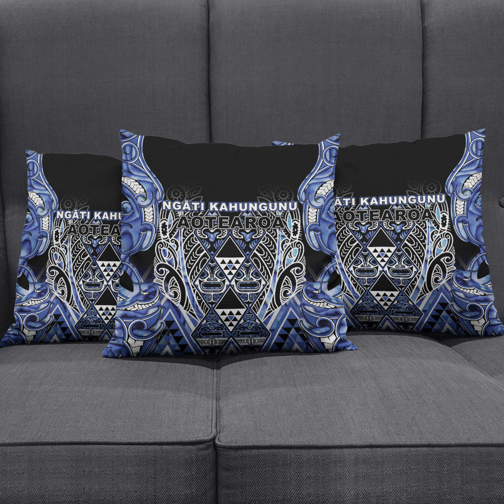 Aotearoa Ngati Kahungunu Pillow Cover Maori Tribal Blue Paua Shell Pattern