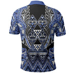Aotearoa Ngati Kahungunu Polo Shirt Maori Tribal Blue Paua Shell Pattern