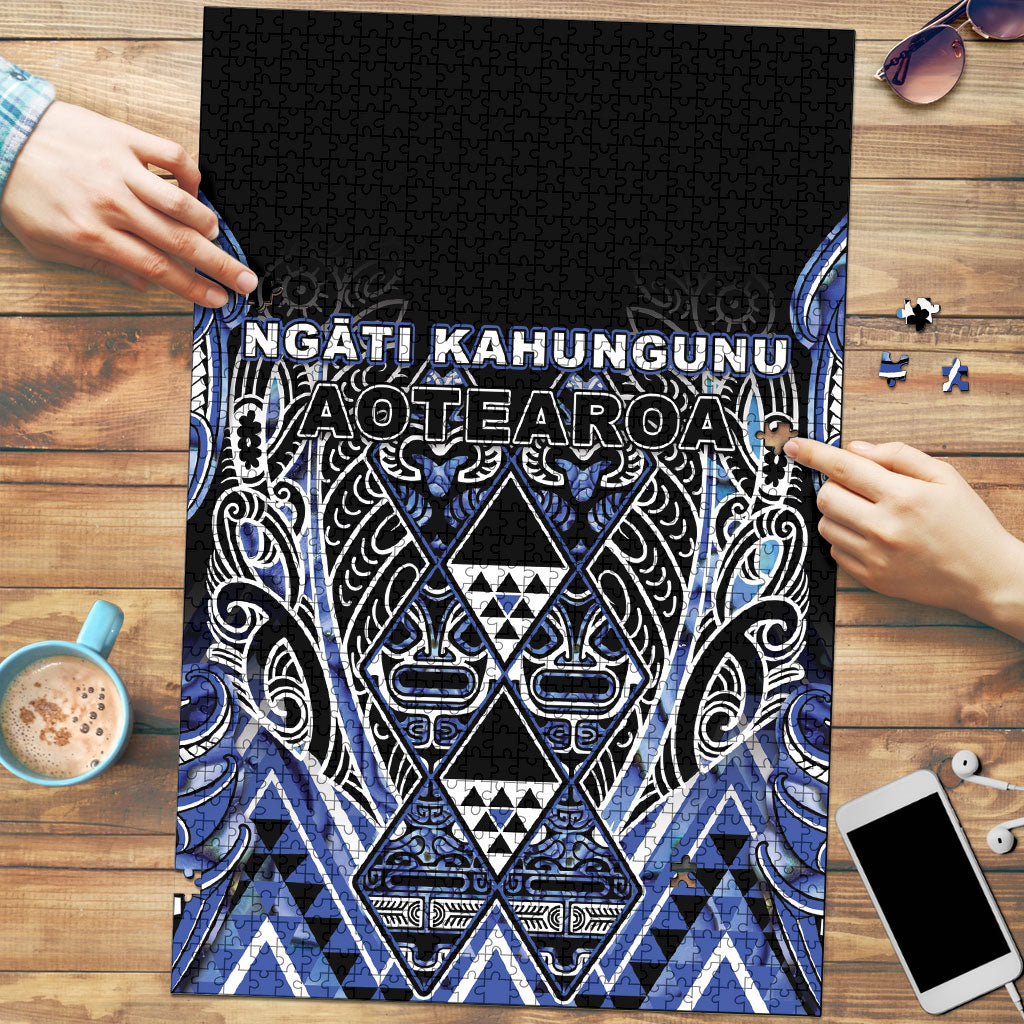 Aotearoa Ngati Kahungunu Puzzle Maori Tribal Blue Paua Shell Pattern