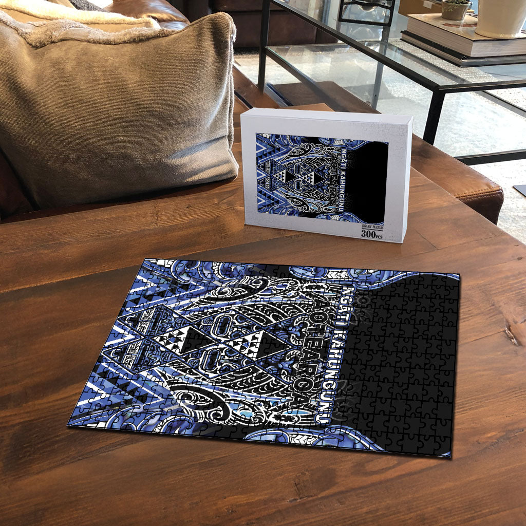 Aotearoa Ngati Kahungunu Puzzle Maori Tribal Blue Paua Shell Pattern