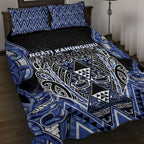 Aotearoa Ngati Kahungunu Quilt Bed Set Maori Tribal Blue Paua Shell Pattern