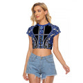 Aotearoa Ngati Kahungunu Raglan Cropped T Shirt Maori Tribal Blue Paua Shell Pattern