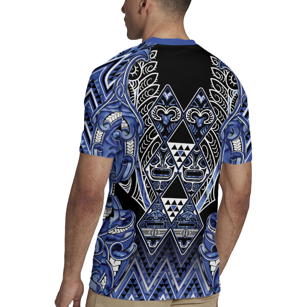 Aotearoa Ngati Kahungunu Rugby Jersey Maori Tribal Blue Paua Shell Pattern