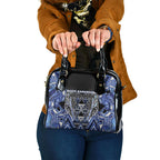 Aotearoa Ngati Kahungunu Shoulder Handbag Maori Tribal Blue Paua Shell Pattern