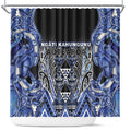 Aotearoa Ngati Kahungunu Shower Curtain Maori Tribal Blue Paua Shell Pattern
