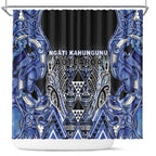 Aotearoa Ngati Kahungunu Shower Curtain Maori Tribal Blue Paua Shell Pattern