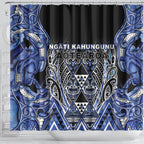 Aotearoa Ngati Kahungunu Shower Curtain Maori Tribal Blue Paua Shell Pattern