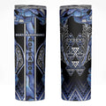 Aotearoa Ngati Kahungunu Skinny Tumbler Maori Tribal Blue Paua Shell Pattern