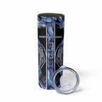 Aotearoa Ngati Kahungunu Skinny Tumbler Maori Tribal Blue Paua Shell Pattern