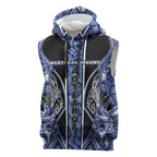Aotearoa Ngati Kahungunu Sleeveless Hoodie Maori Tribal Blue Paua Shell Pattern