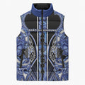 Aotearoa Ngati Kahungunu Sleeveless Puffer Jacket Maori Tribal Blue Paua Shell Pattern