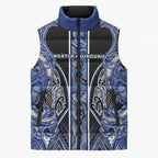 Aotearoa Ngati Kahungunu Sleeveless Puffer Jacket Maori Tribal Blue Paua Shell Pattern