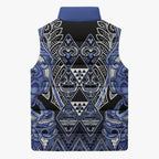 Aotearoa Ngati Kahungunu Sleeveless Puffer Jacket Maori Tribal Blue Paua Shell Pattern