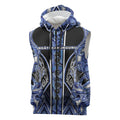 Aotearoa Ngati Kahungunu Sleeveless Zip Hoodie Maori Tribal Blue Paua Shell Pattern
